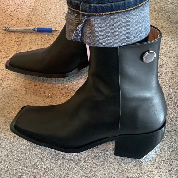 Black Leather Ankle Boot Size 10 (41) - Picture 3 of 7